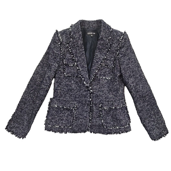 Jones New York Collection Size 6 Blazer Navy Tweed Designer Inspired Old Money - Picture 1 of 16